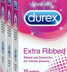 Durex Condoms Extra Ribbed- 10s Pack Of 3